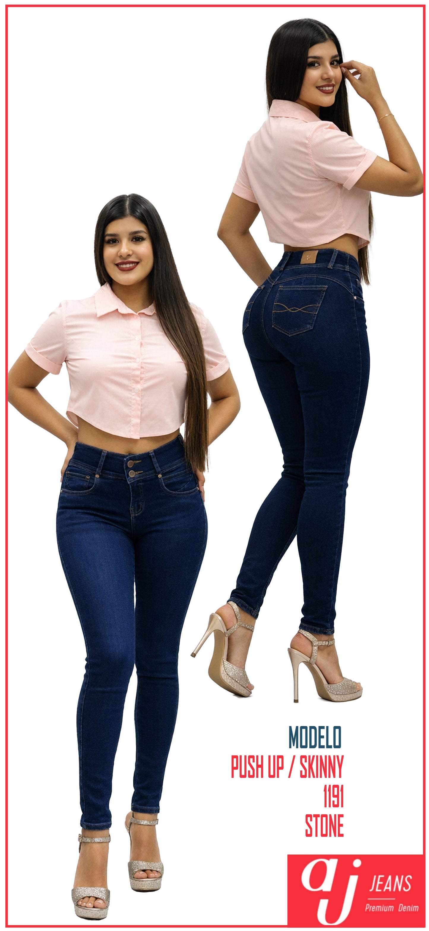 Pantalón De Mezclilla Para Mujer Push Up / Skinny Mod 1191