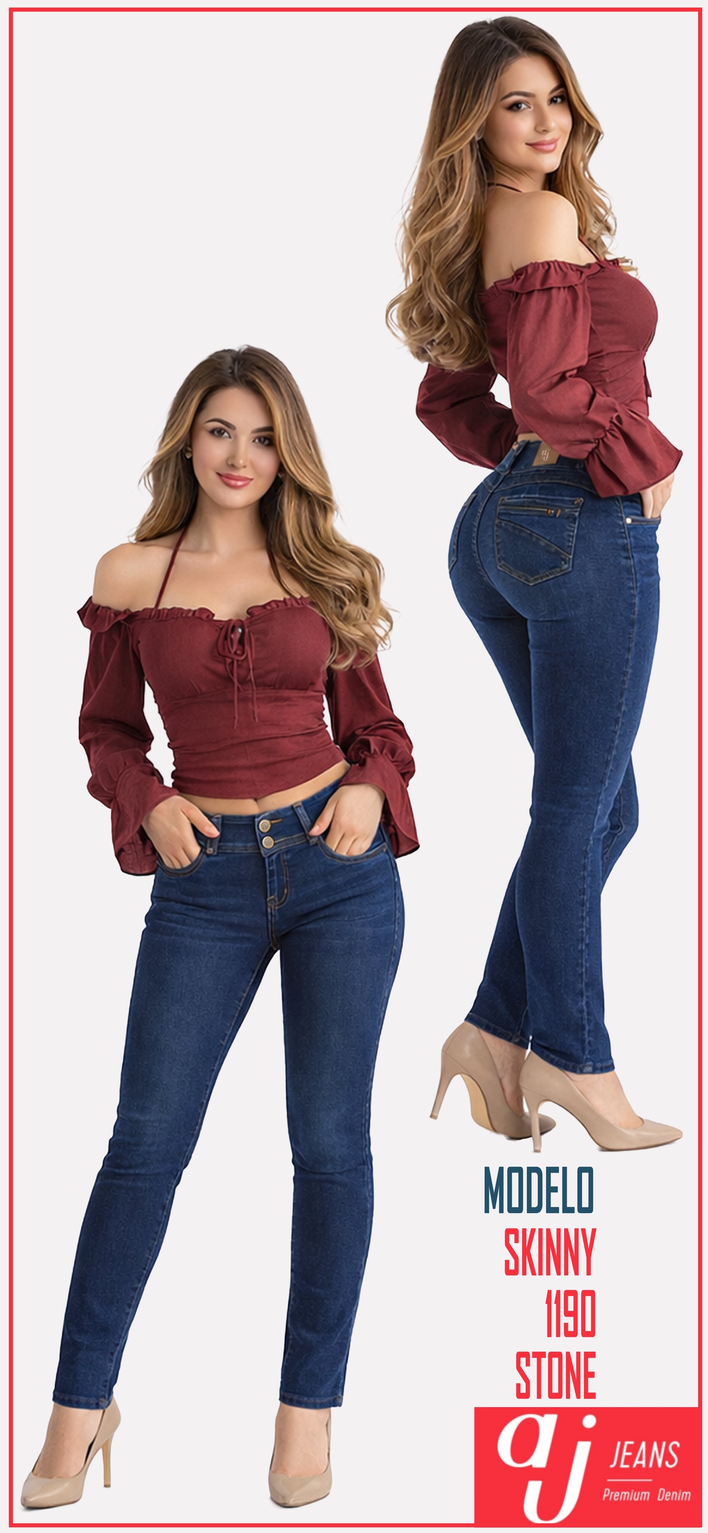 Pantalón De Mezclilla Para Mujer Skinny Mod 1190 Stone