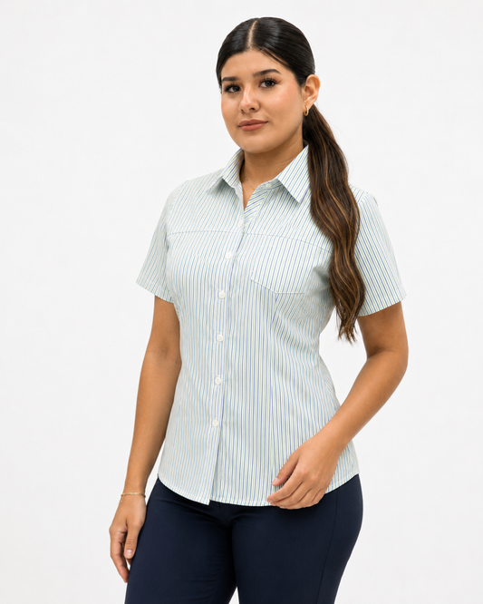Blusa Manga Corta Modelo - 2025 Rayas Verde