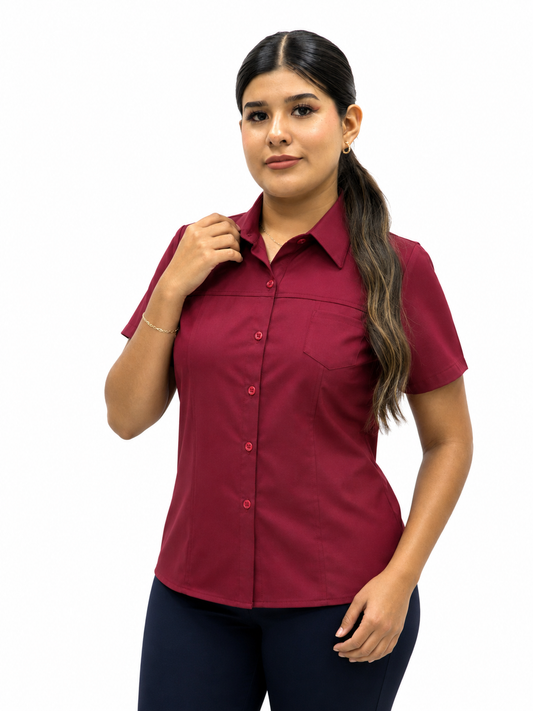 Blusa Manga Corta Modelo - 100 Rojo Quemado