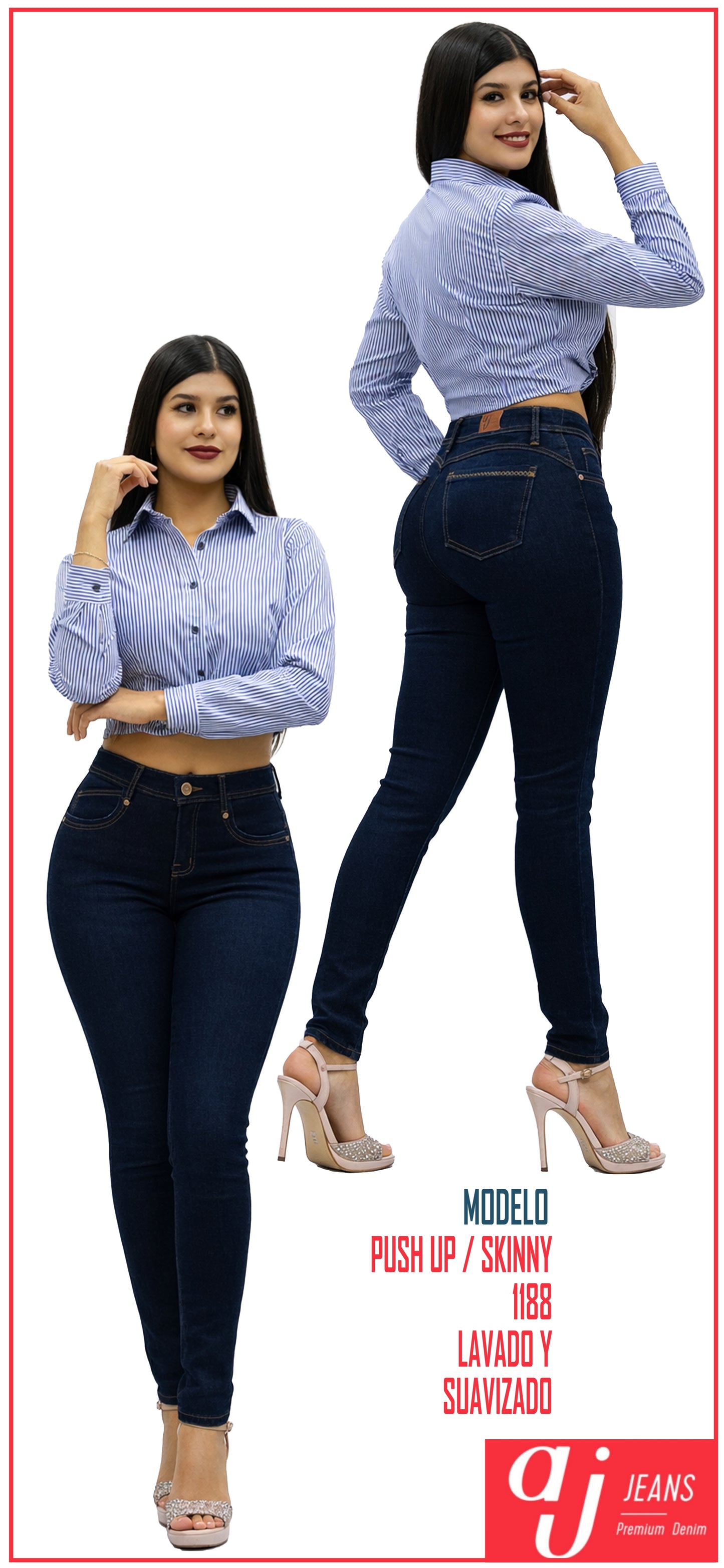Pantalón De Mezclilla Para Mujer Push Up / Skinny Mod 1188