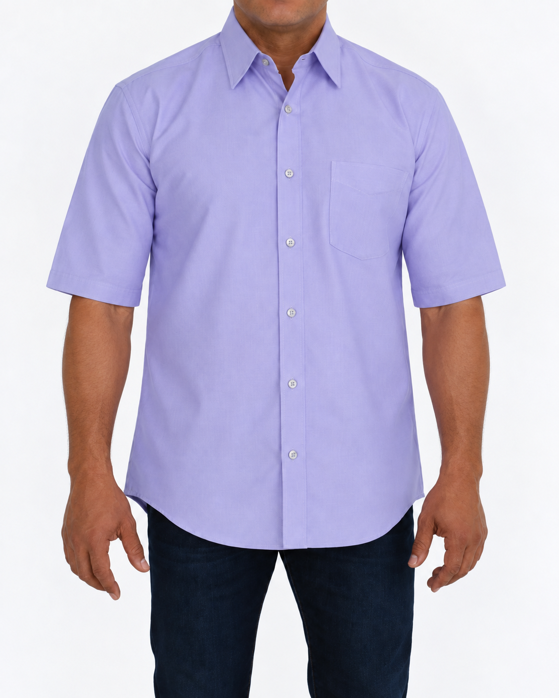Camisa Hombre Moda Juvenil Modelo 2024 Lila Manga Corta