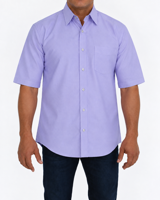 Camisa Hombre Moda Juvenil Modelo 2024 Lila Manga Corta