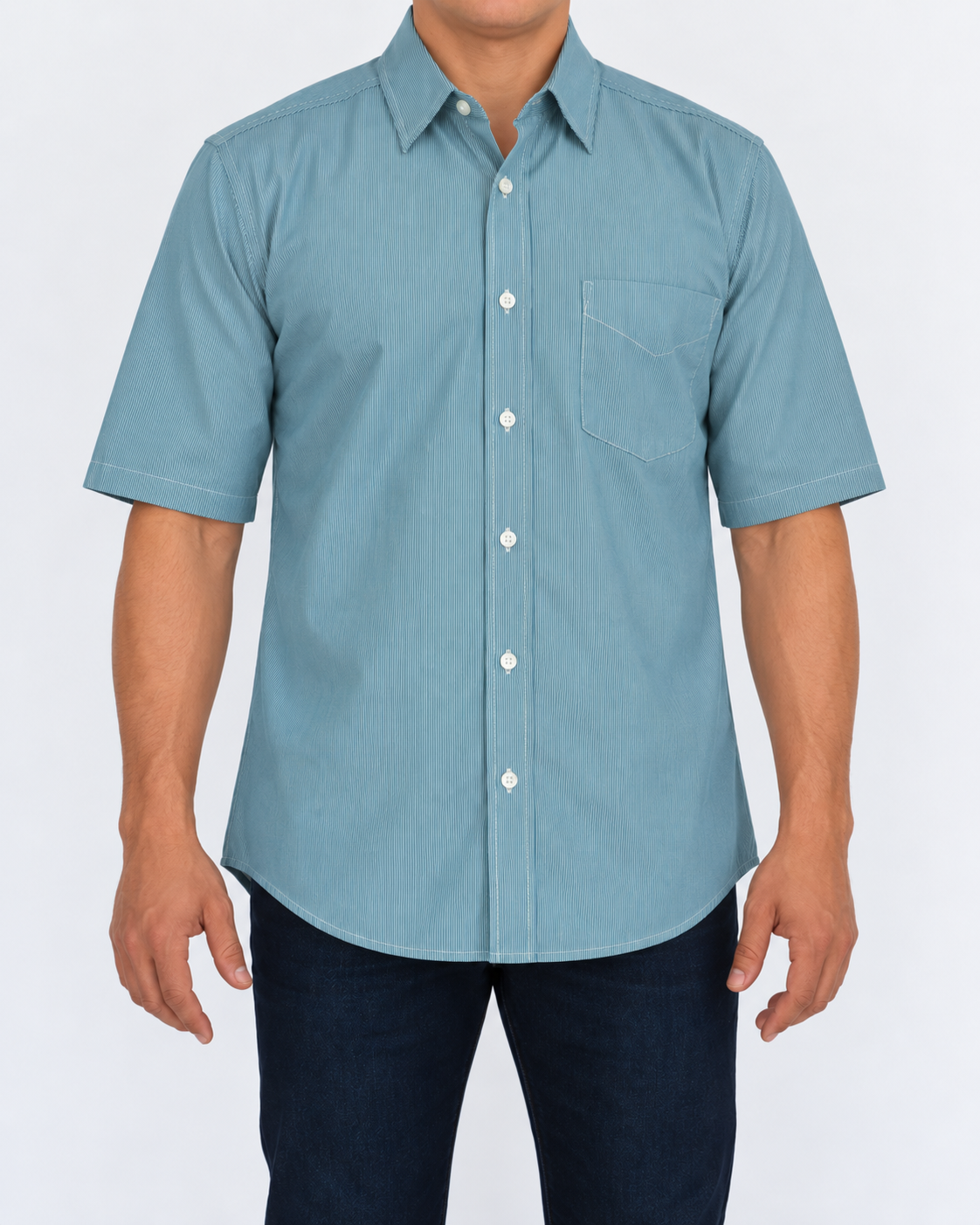 Camisa Hombre Moda Juvenil Modelo 2040 Verde Manga Corta