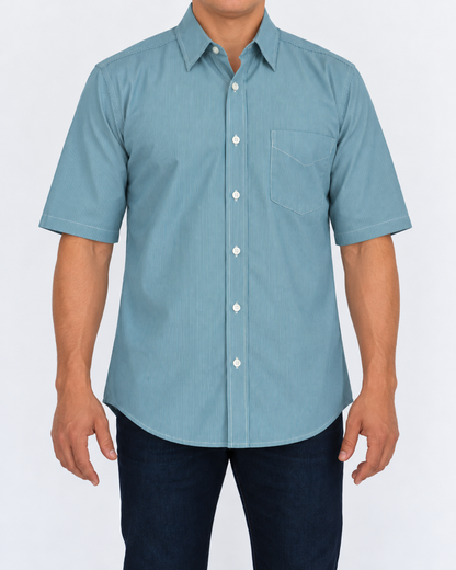 Camisa Hombre Moda Juvenil Modelo 2040 Verde Manga Corta
