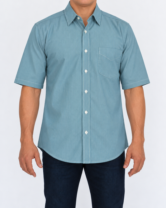 Camisa Hombre Moda Juvenil Modelo 2040 Verde Manga Corta