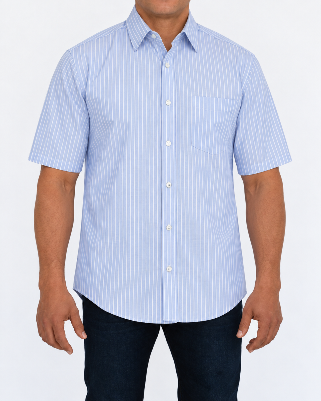 Camisa Hombre Moda Juvenil Modelo 2020 Azul  Manga Corta