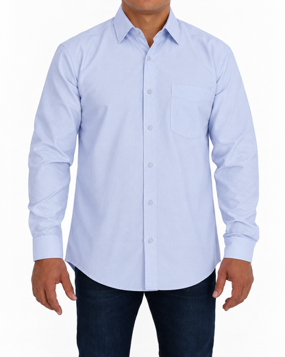 Camisa Hombre Moda Juvenil Modelo 2022 Azul Manga Larga