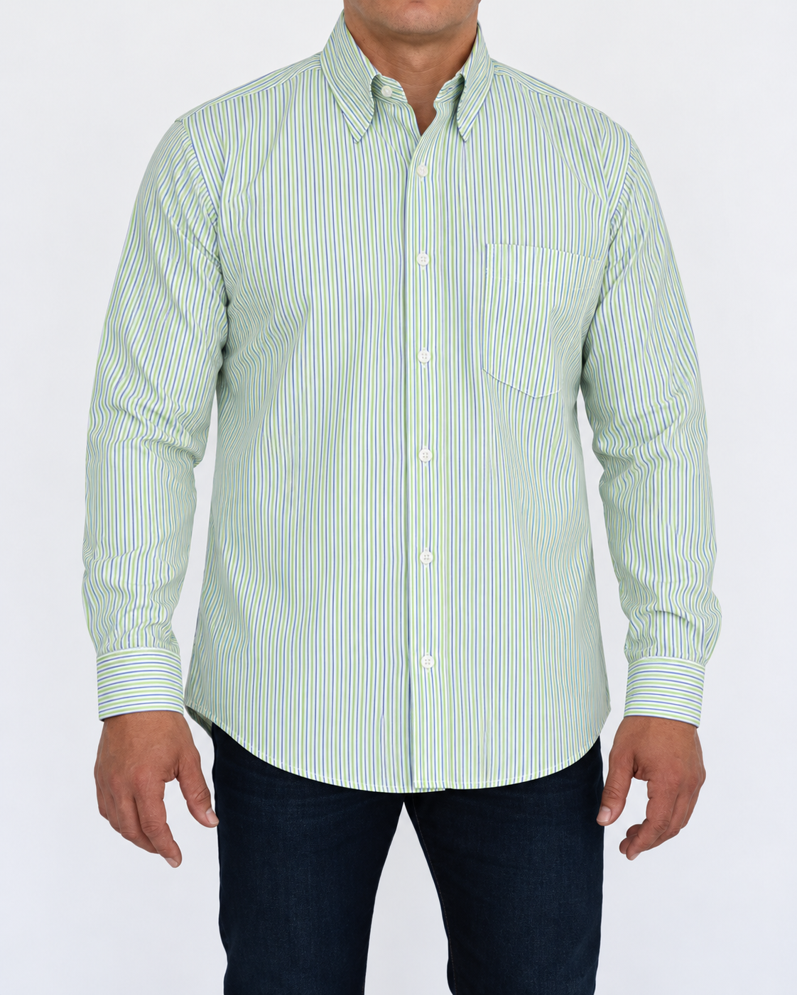 Camisa Hombre Moda Juvenil Modelo 2025 Verde Manga Larga