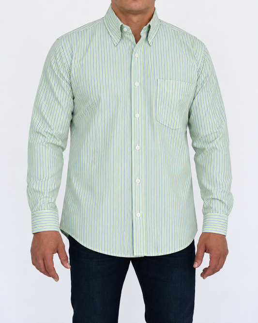 Camisa Hombre Moda Juvenil Modelo 2025 Verde Manga Larga