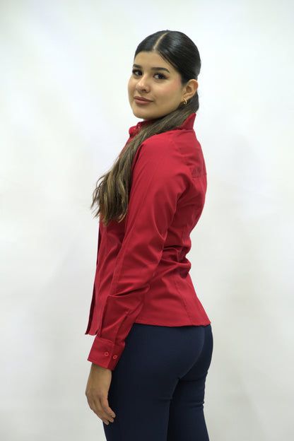 Blusa Manga Larga Modelo - 100 Rojo Quemado
