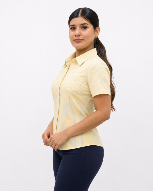 Blusa Manga Corta Modelo - 1552 Amarillo Rayas