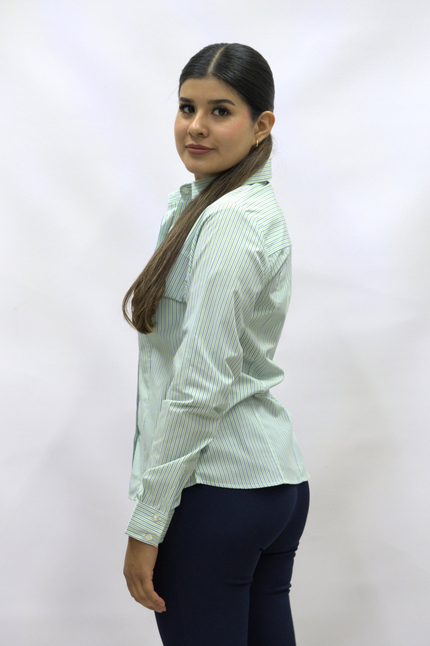 Blusa Manga Larga Modelo - 2025 Rayas Verde