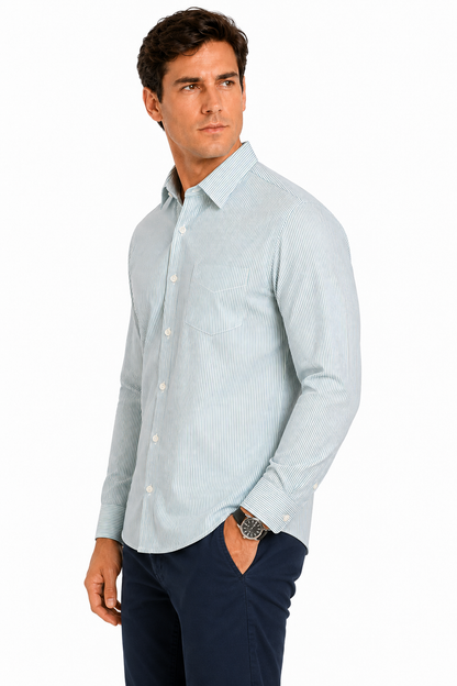 Camisa Hombre Moda Juvenil M774 Verde Manga Larga