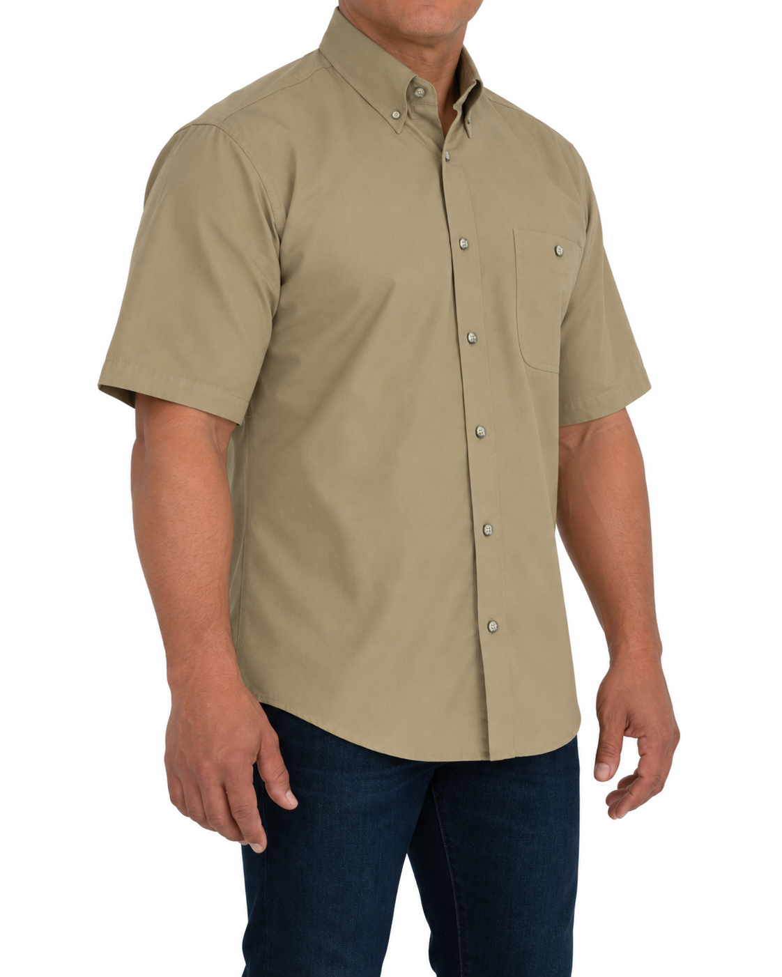 Camisa Hombre Moda Juvenil Modelo 100 Caqui Manga Corta
