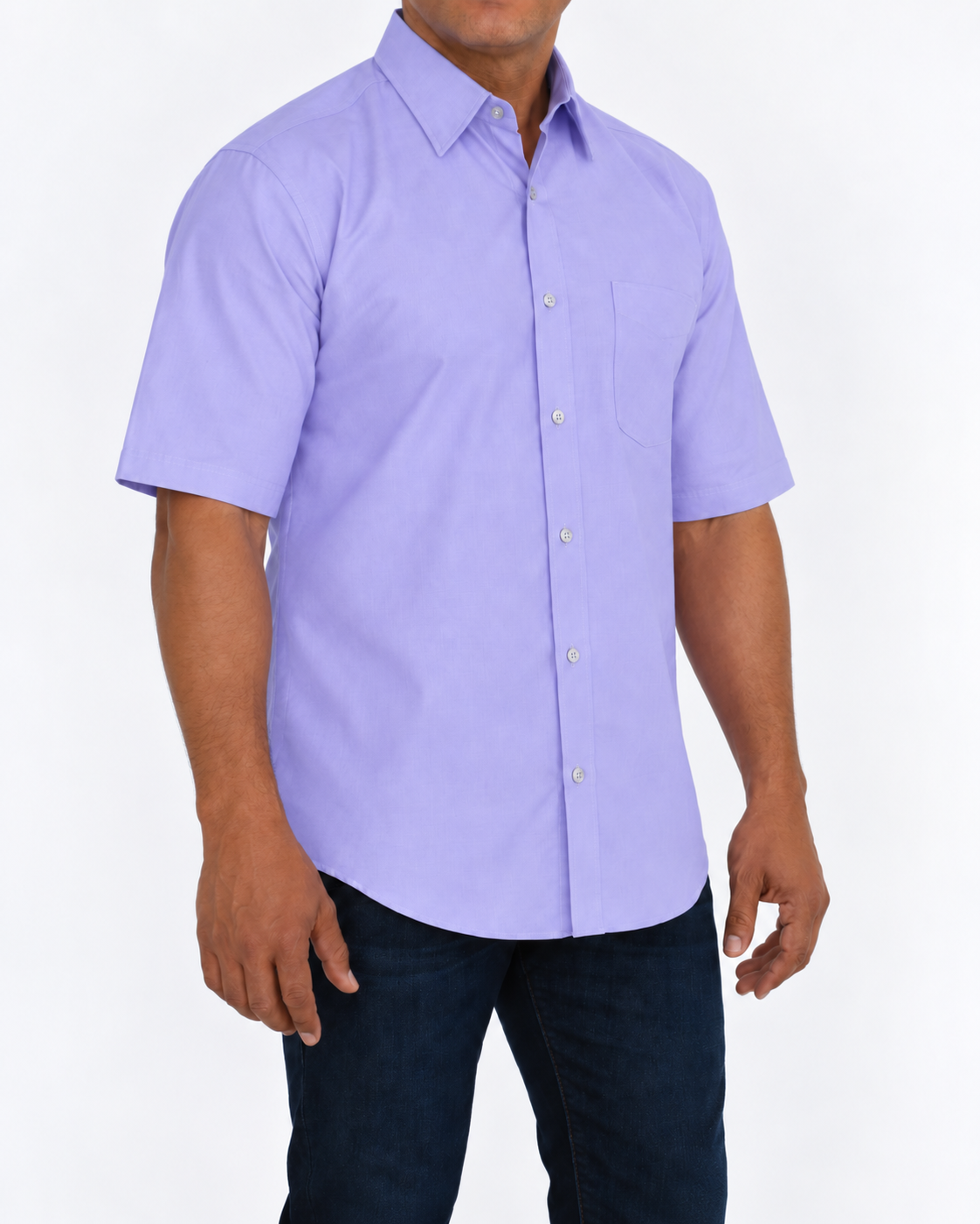 Camisa Hombre Moda Juvenil Modelo 2024 Lila Manga Corta