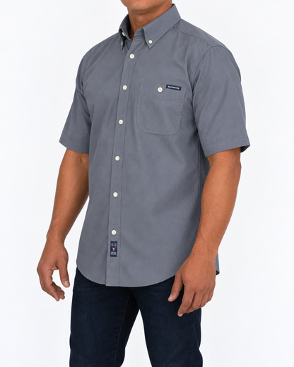 Camisa Hombre Moda Juvenil Modelo 100 Gris Claro Manga Corta