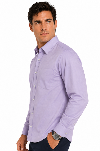 Camisa Hombre Moda Juvenil A-3 Lila Cuadros