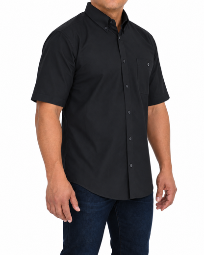 Camisa Hombre Moda Juvenil Modelo 100 Negro Manga Corta