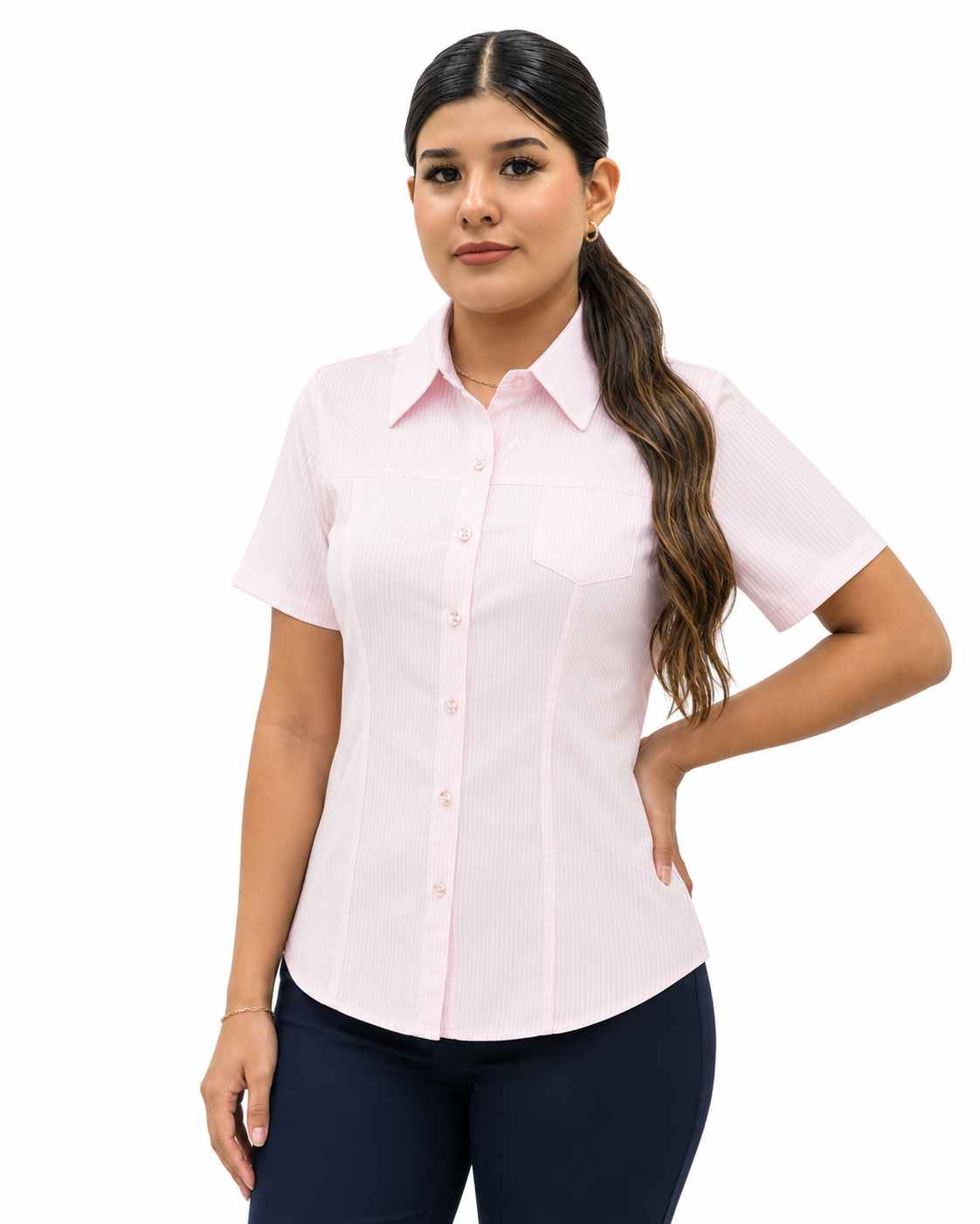 Blusa Manga Corta Modelo - Isabella Rosa