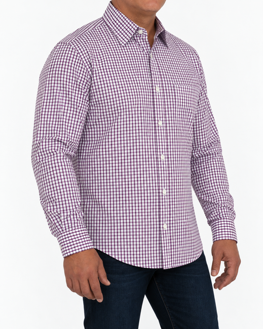 Camisa Hombre Moda Juvenil Modelo 2034 Vino Manga Larga