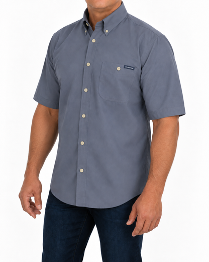 Camisa Hombre Moda Juvenil Modelo 100 Gris Oscuro Manga Corta