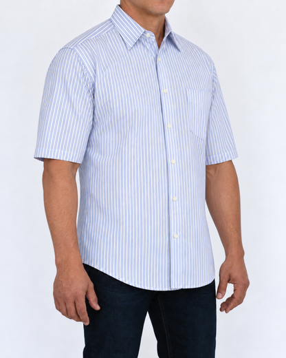 Camisa Hombre Moda Juvenil Modelo 2018 Azul Manga Corta