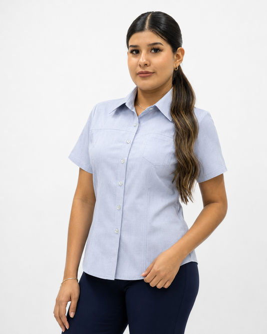 Blusa Manga Corta Modelo - 2022 Azul Cielo