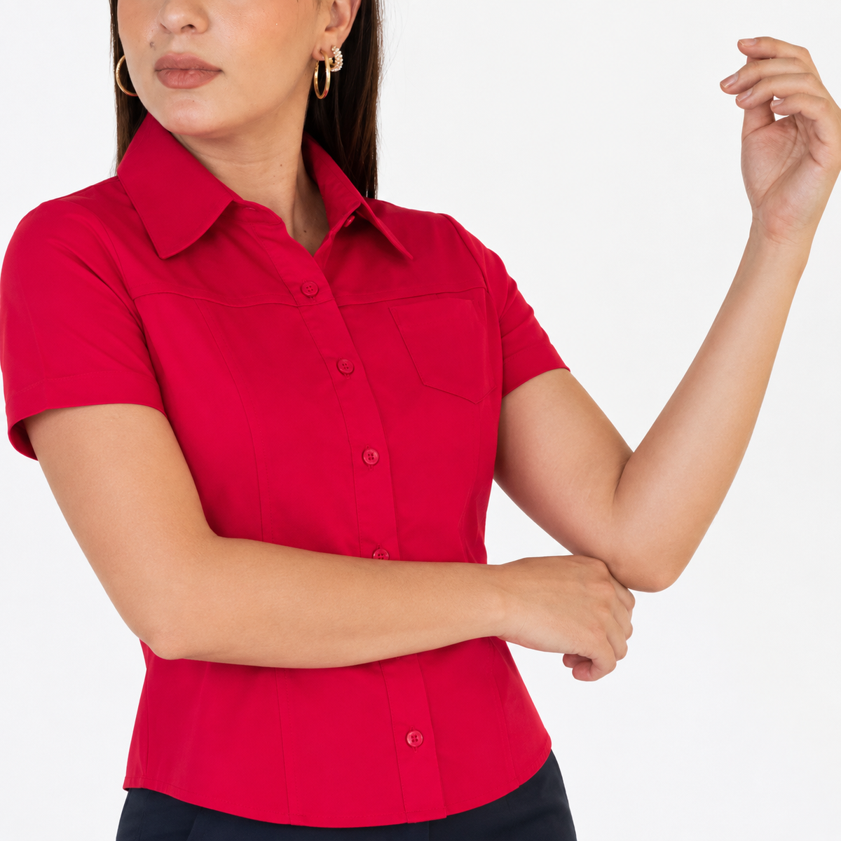 Blusa Manga Corta Modelo - 100 Rojo