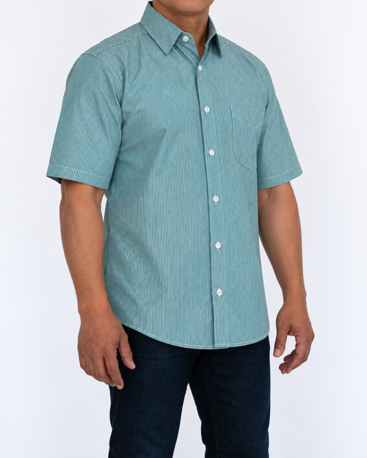 Camisa Hombre Moda Juvenil Modelo 2035 Verde Manga Corta