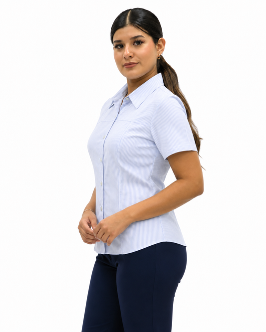 Blusa Manga Corta Modelo - Isabella Azul