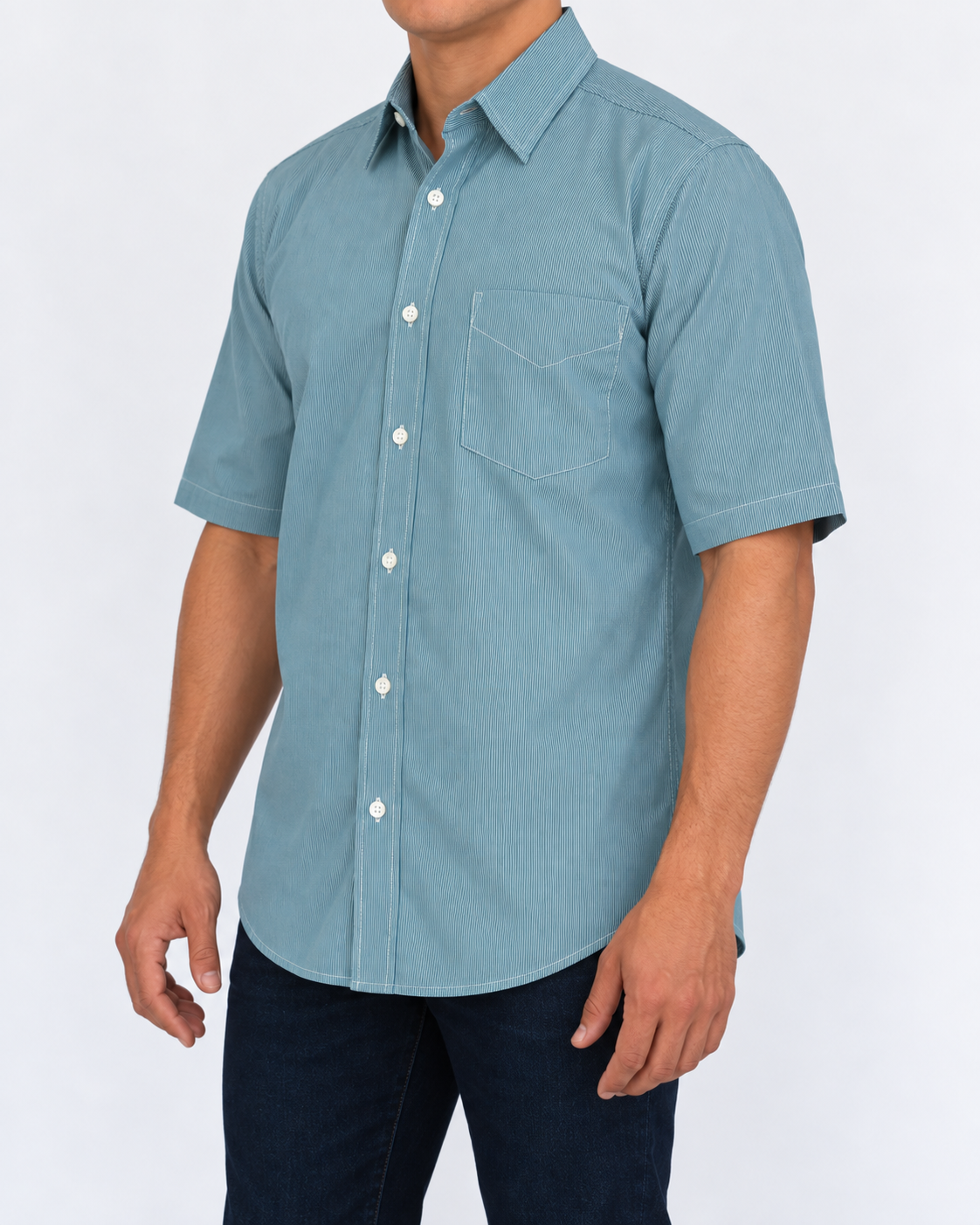 Camisa Hombre Moda Juvenil Modelo 2040 Verde Manga Corta
