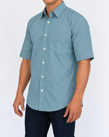 Camisa Hombre Moda Juvenil Modelo 2040 Verde Manga Corta