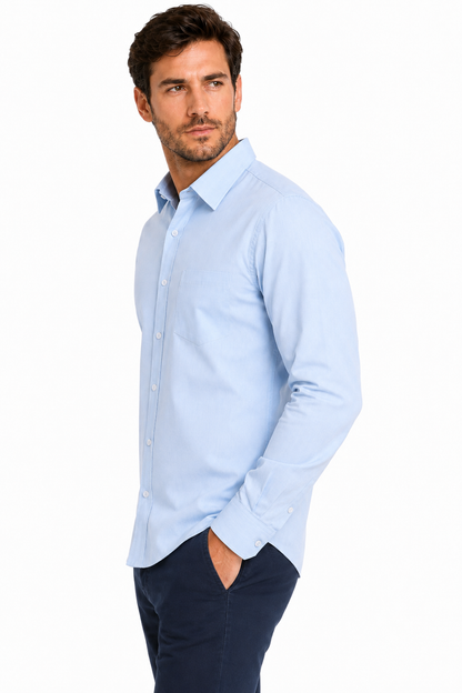 Camisa Hombre Moda Juvenil Toscana Azul Claro Manga Larga