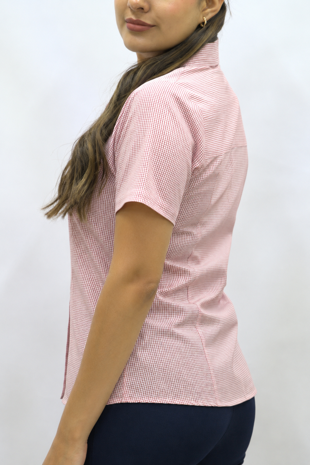 Blusa Manga Corta Modelo - 2032 Cuadros Rojo
