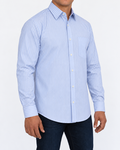 Camisa Hombre Moda Juvenil Modelo 2020 Azul Manga Larga