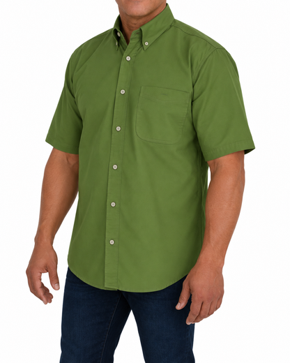Camisa Hombre Moda Juvenil Modelo 100 Verde Manzana Manga Corta