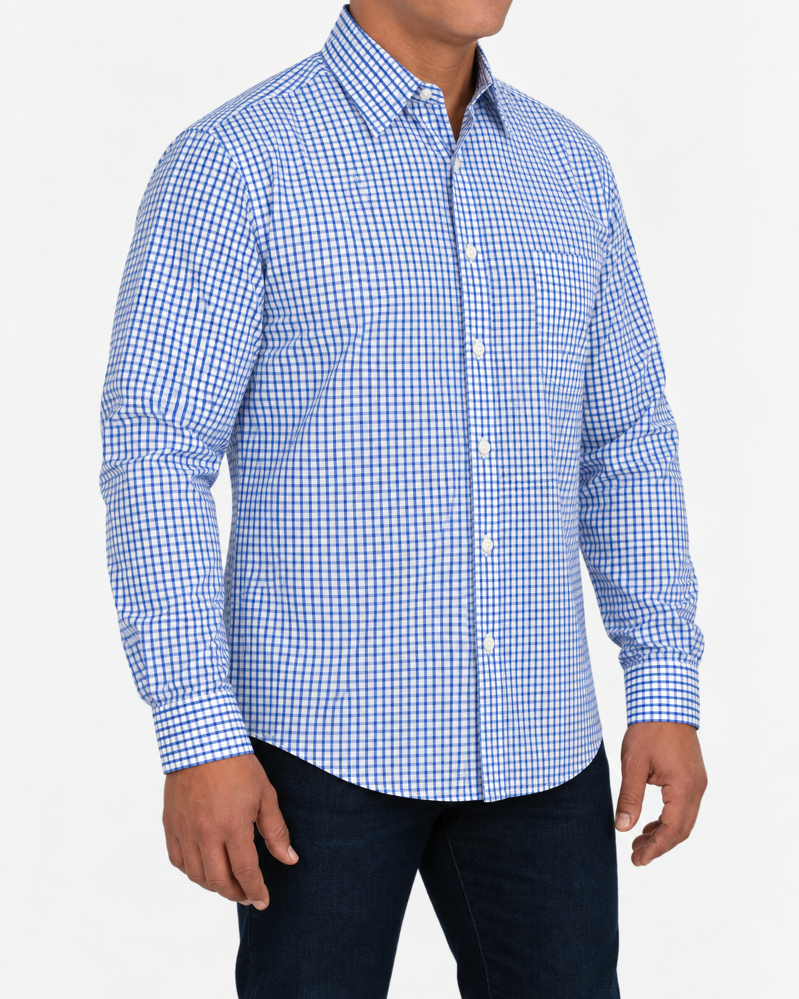 Camisa Hombre Moda Juvenil Modelo 2033 Azul Manga Larga