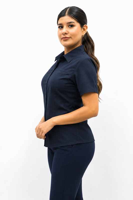 Blusa Manga Corta Modelo - 100 Azul Marino