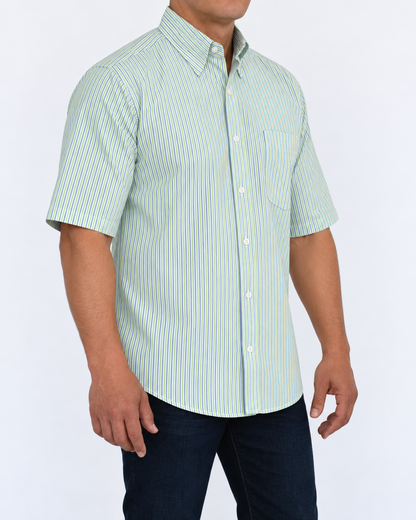 Camisa Hombre Moda Juvenil Modelo 2025 Verde Manga Corta