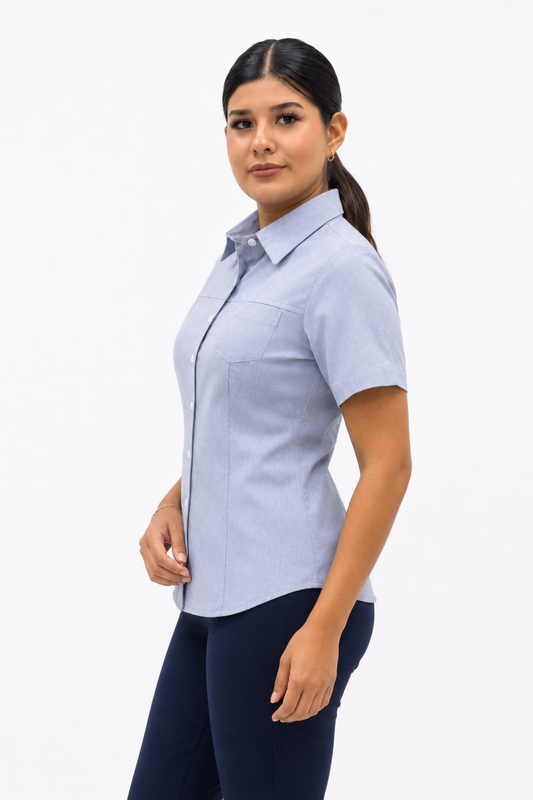 Blusa Manga Corta Modelo - 100 Azul Oxford