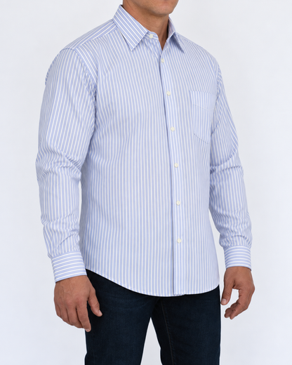 Camisa Hombre Moda Juvenil Modelo 2018 Azul Manga Larga