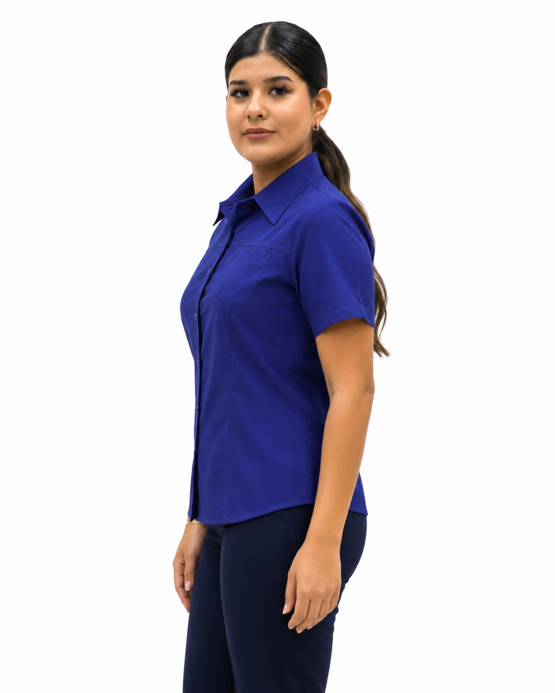 Blusa Manga Corta Modelo - 100 Azul Rey