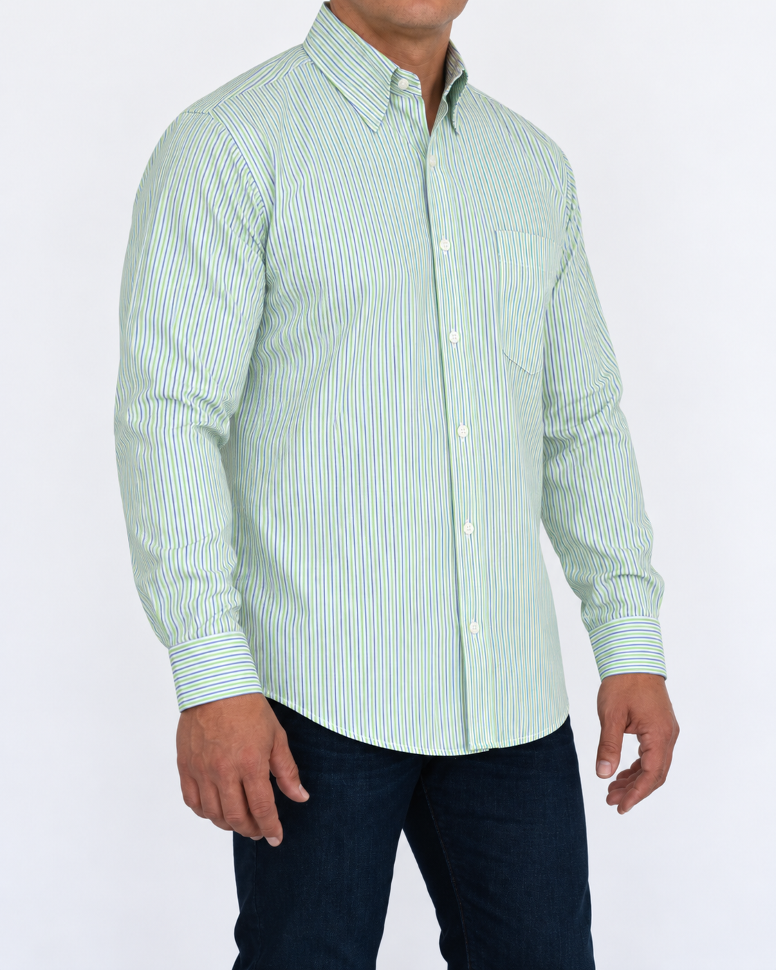 Camisa Hombre Moda Juvenil Modelo 2025 Verde Manga Larga