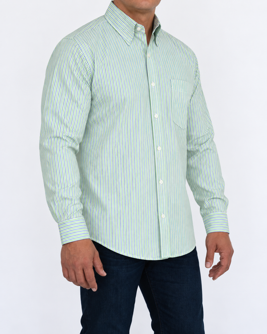Camisa Hombre Moda Juvenil Modelo 2025 Verde Manga Larga