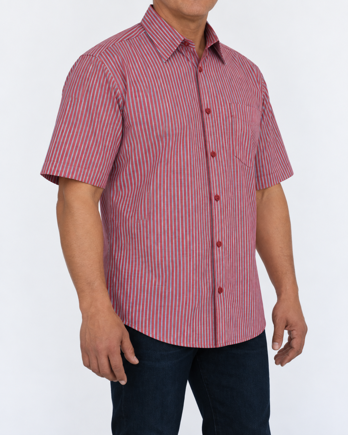 Camisa Hombre Moda Juvenil Modelo 2050 Rojo Manga Corta