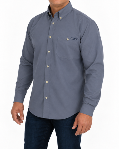Camisa Hombre Moda Juvenil Modelo 100 Gris Oscuro Manga Larga