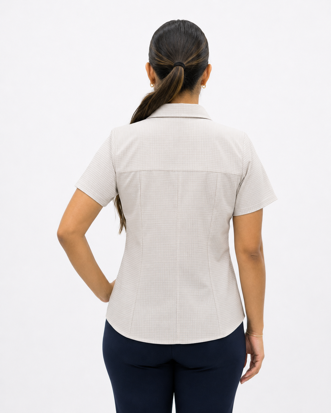 Blusa Manga Corta Modelo - 1526 Cuadros Gris