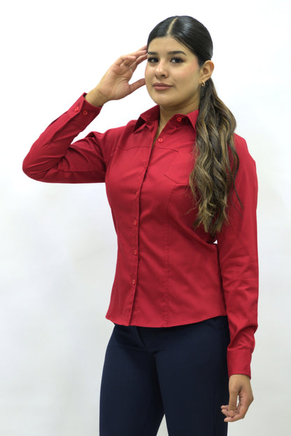 Blusa Manga Larga Modelo - 100 Rojo Quemado