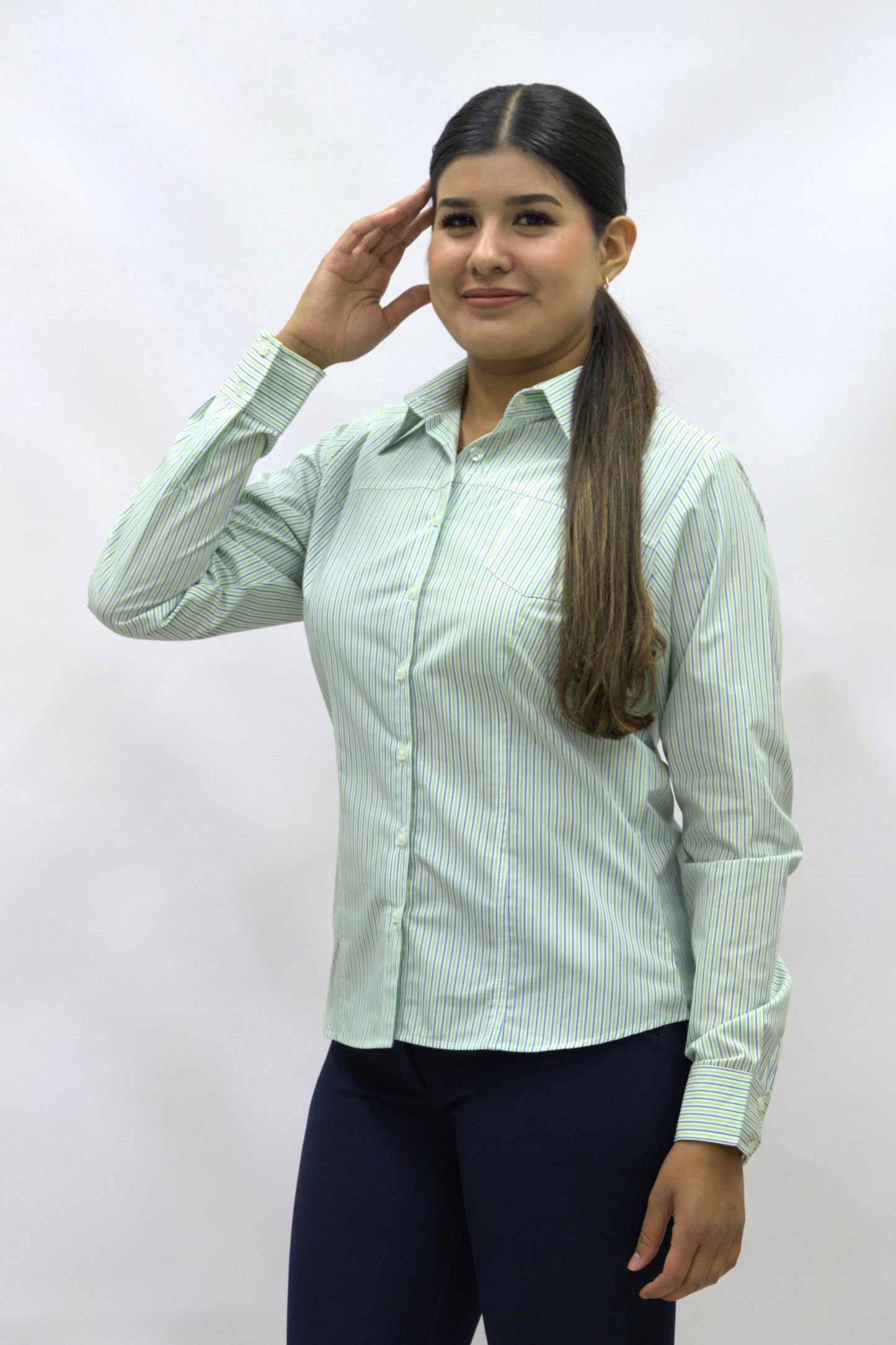 Blusa Manga Larga Modelo - 2025 Rayas Verde